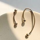 Non-matching Copper Curve Earring 1 Pair - 925 Silver Needle - Stud Earrings - One Size