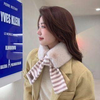 Striped Fluffy Gloves