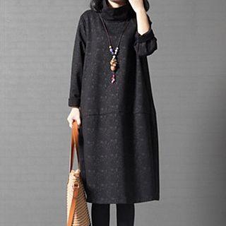 Turtleneck Long-sleeve A-line Dress