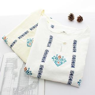 Embroidered Short-sleeve Blouse