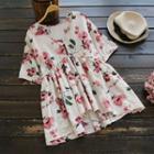 Short-sleeve Empire Floral Tunic