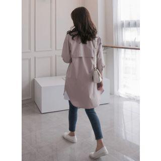 Round-hem Zipped Long Jacket