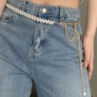 Beaded Chain Belt White - One Size