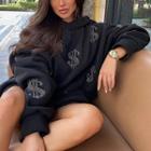 Rhinestone Loose-fit Hoodie