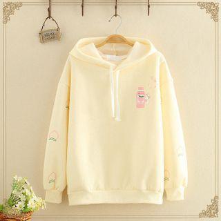 Peach Printed Plain Hoodie