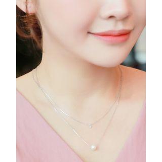 Silver Tiered Chain Necklace One Size