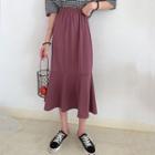 Plain High-waist Fish Tail Midi Skirt