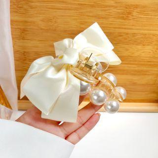 Bow-accent Beaded Hair Claw As Shown In Figure - One Size