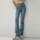Frayed Mid Rise Skinny Jeans