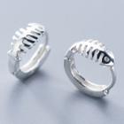 925 Sterling Silver Fish Bone Hoop Earring 1 Pair - S925 Silver - Earrings - One Size