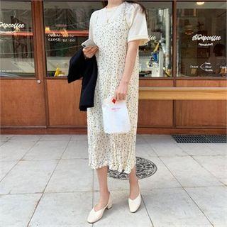 Spaghetti-strap Dotted Midi Dress Dot - Cream - One Size