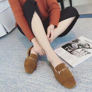 Genuine Leather Fringed Loafers