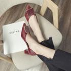 Pointy Metal Disc Chunky Heel Pumps