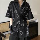 Short-sleeve Heart Shirt Love Heart Shirt - Black - One Size