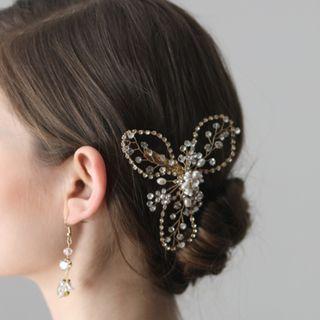 Wedding Rhinestone Leaf Hair Clip