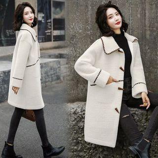Contrast Trim Collared Toggle Coat