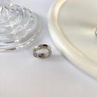 Rhinestone Sterling Silver Ring 1pc - Silver - One Size