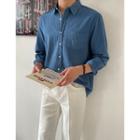 Patch-pocket Linen Blend Shirt (2 Types)
