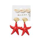 Set: Shell / Faux Pearl Hair Pin / Starfish Dangle Earring