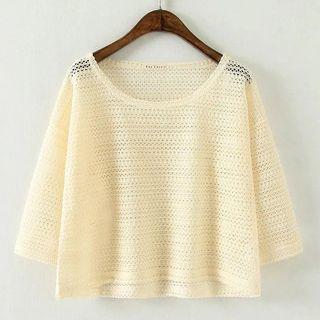 Open Knit 3/4 Sleeve Top