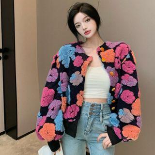Flower Zip-up Fleece Jacket