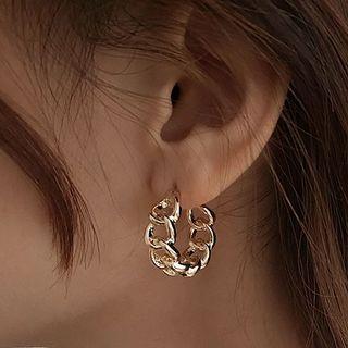 Chain Link Open Hoop Earring 1 Pair - Gold - One Size