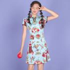Printed A-line Qipao Dress