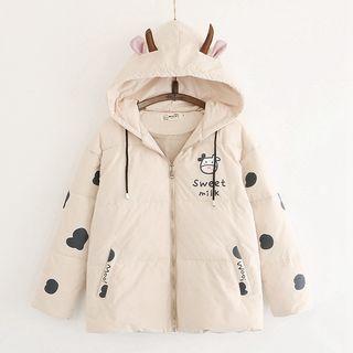 Cow Print Padded Coat
