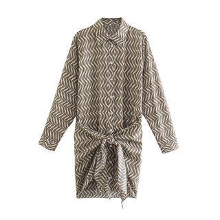 Patterned Mini Sheath Shirtdress