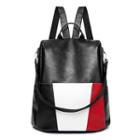 Color Block Faux Leather Backpack As Shown In Figure - One Size