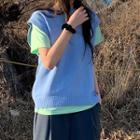 Short-sleeve Plain T-shirt / Sweater Vest