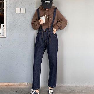 Cropped Straight Cut Suspender Jeans