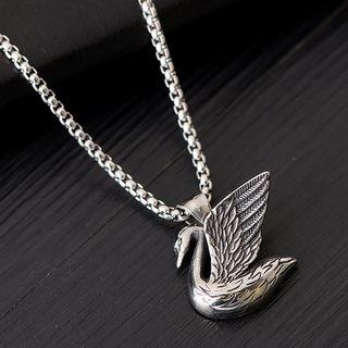 Stainless Steel Swan Pendant Necklace 175 - Stainless Steel - Silver - One Size