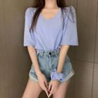 Oversize Plain Short-sleeve T-shirt