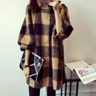 Plaid 3/4-sleeve Knit Dress