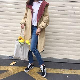 Color-block Loose-fit Hooded Jacket