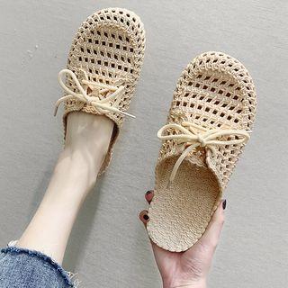 Perforated Lace-up Accent Mules