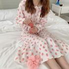 Strawberry Print Long-sleeve Top / Lounge Pants / Midi Sleep Dress