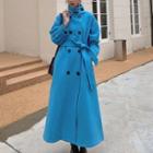Stand Collar Double Breasted Slit Coat