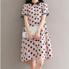 Short-sleeve Dotted Shirt Dress