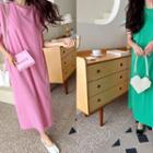 Cuffed-sleeve Pigment Maxi T-shirtdress