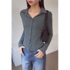 Collared Slim-fit Napped Shirt