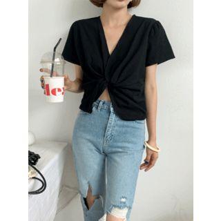 Knot-front Band-detail Top