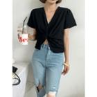 Knot-front Band-detail Top