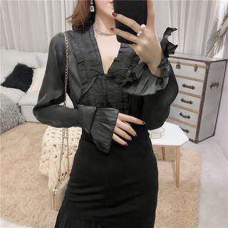 Frill-trim Satin Shirt