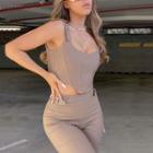 Buckled Crop Tank Top / Bootcut Pants