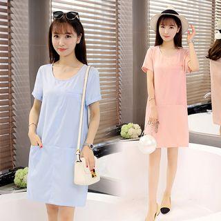 Pocketed Short Sleeve T-shirt Dress
