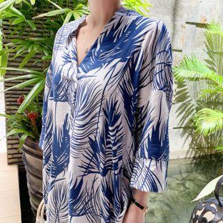 Open-placket Pattern Long Shirtdress