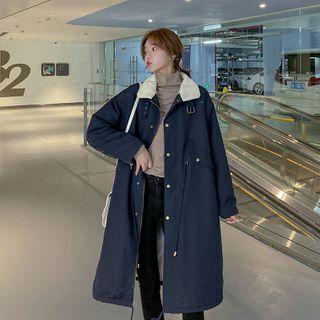 Fleece-lined Long Button Coat