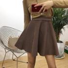 Plain Elastic-waist Knit A-line Skirt